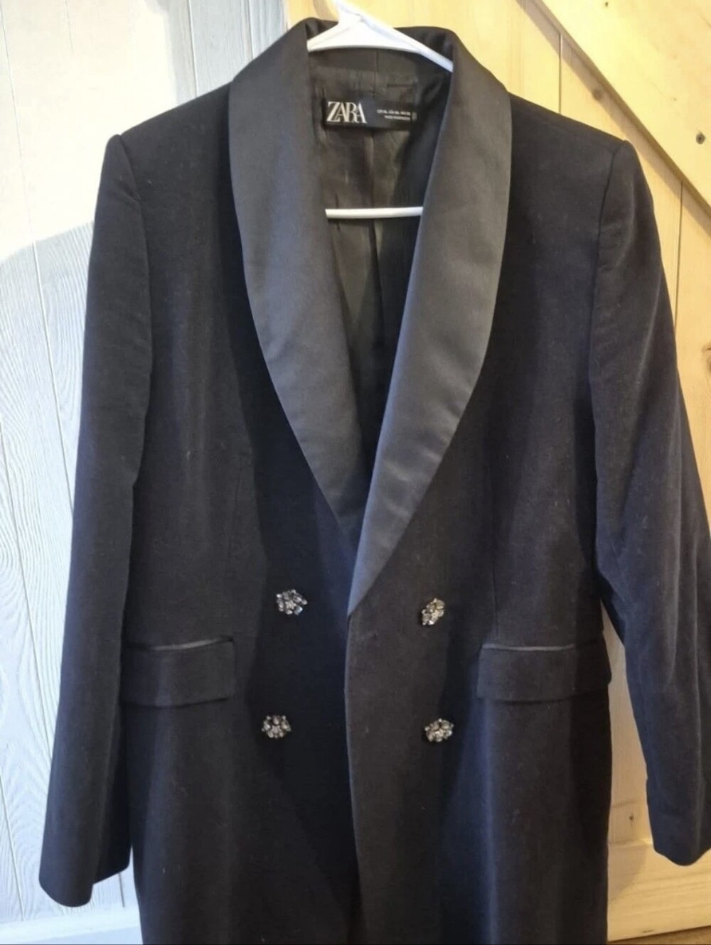 ZARA Black Double-Breasted Shawl Collar Tuxedo Blazer Sizexl